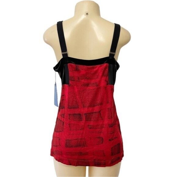 NEW Simply Vera Wang Black Velvet Sleeveless Top Red Brushed Adjustable Strap - Picture 3 of 6